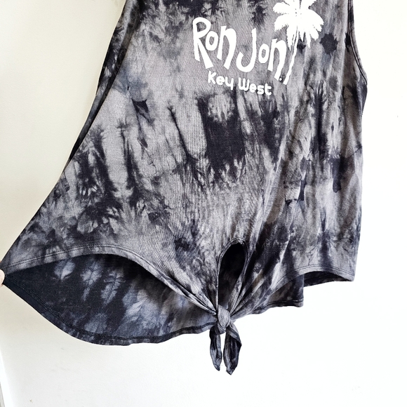 Ron Jon Surf Shop Tye Dye Front Gray Black, Knot Sleeveless Tank Women's Size XL - Picture 4 of 11
